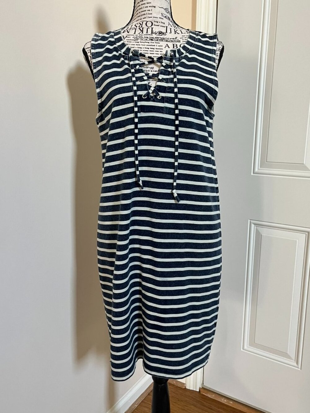 Jane and Delancy Blue/White Striped Shift Dress, Size S
